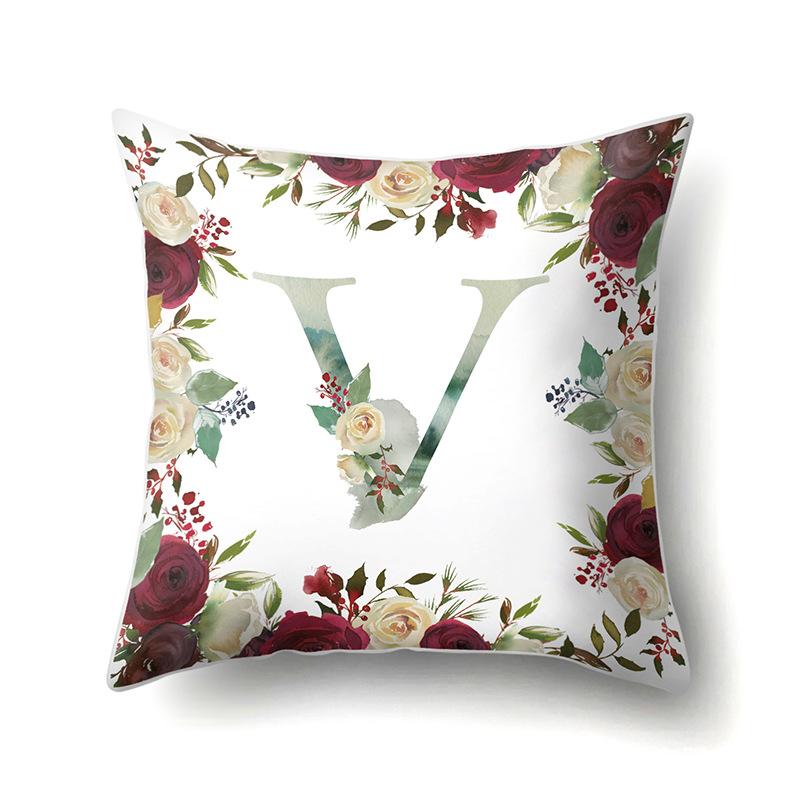 Полиэстеровая наволочка Американский Ретро Цветок Растение 26 Английских Букв Наволочка для Подушки Автомобильная Наволочка