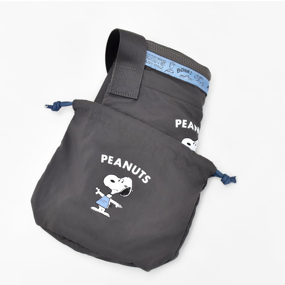 Большая сумка-тоут с завязками на шнурке Going Character Dark Gray [Snoopy] Bag, ручная кладь, складная, легкая, вместимость, в комплекте, для путешествий, на улице,