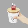Skater ENC8D-A Enamel Canister with Wooden Lid and Mascot, 750ml, Storage Container, Snoopy