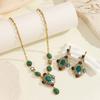 Vintage High-end Bohemian Colored Resin Alloy Necklace Earrings Two-piece Decoration