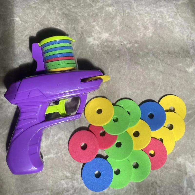 Kids Flying Discs Launcher Toys EVA Soft Bullet Toy Gun Mini Carrot Flying Saucer Shooting Gun Children Outdoor Games Sport Toy