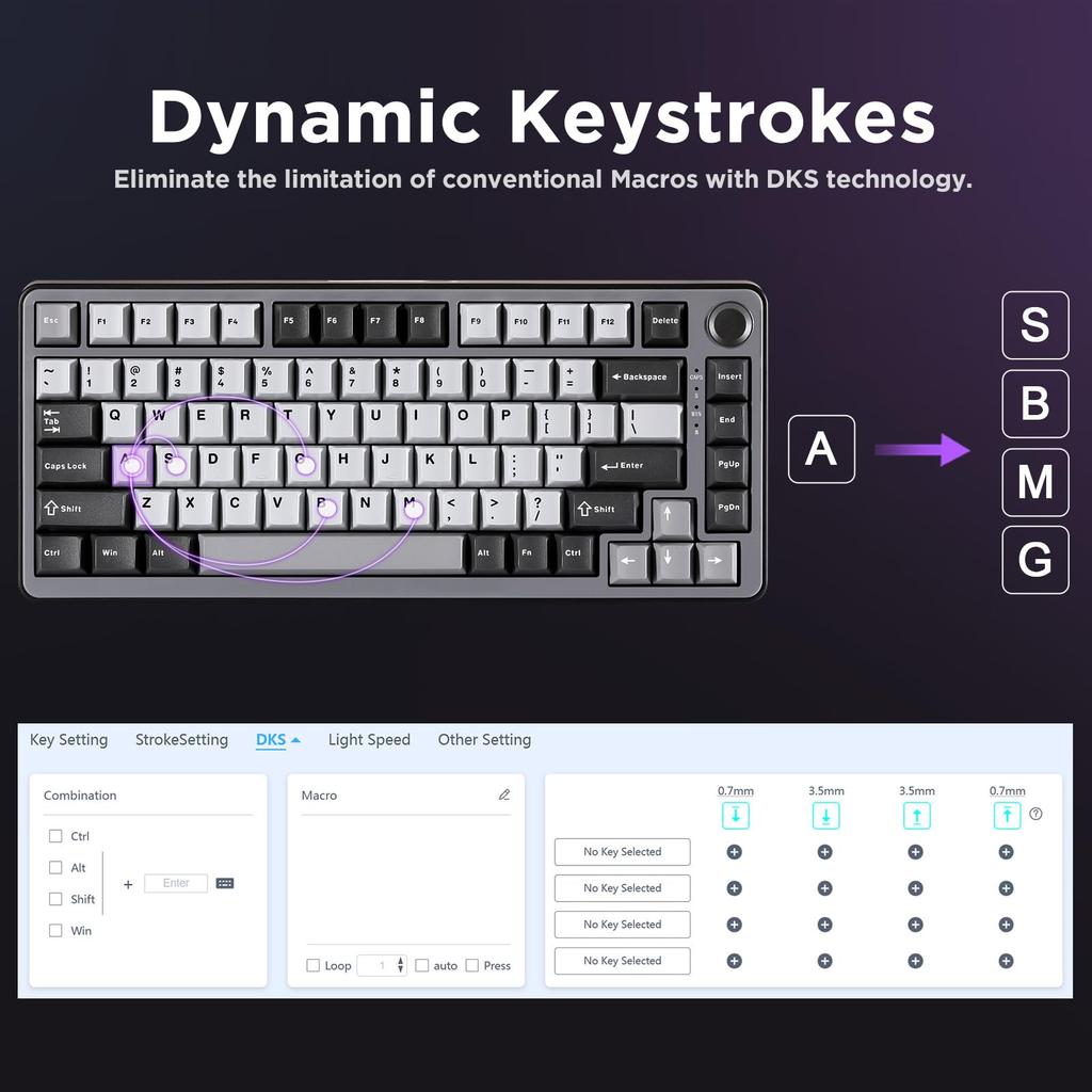 YUNZII RT75 Rapid Trigger Keyboard Mechanical TKL Gaming Magnetic Switch RGB Wired USB Compact PBT Keycap with Sequence Knob Adjustable Actuation
