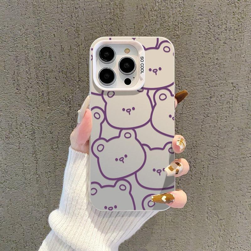 Apple 15Promax color silver 14/13/12 new creative line bear color silver mobile phone case 11pro/xs