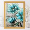 Синие цветы золотые DIY 5D алмазная живопись растения комплект полная дрель круглая вышивка мозаика художественная картина из страз домашний декор