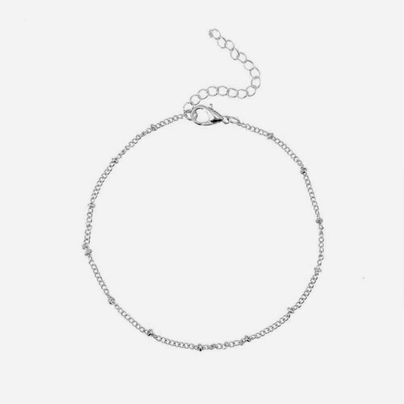 Simple Silver Bead Chain Anklet Bohemian Vintage Footwear Leg Bracelets Female Foot Jewelry