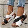 Women's Platform Color Block Gladiator Sandals Chunky Sole Velcro Open Toe Beach Slides