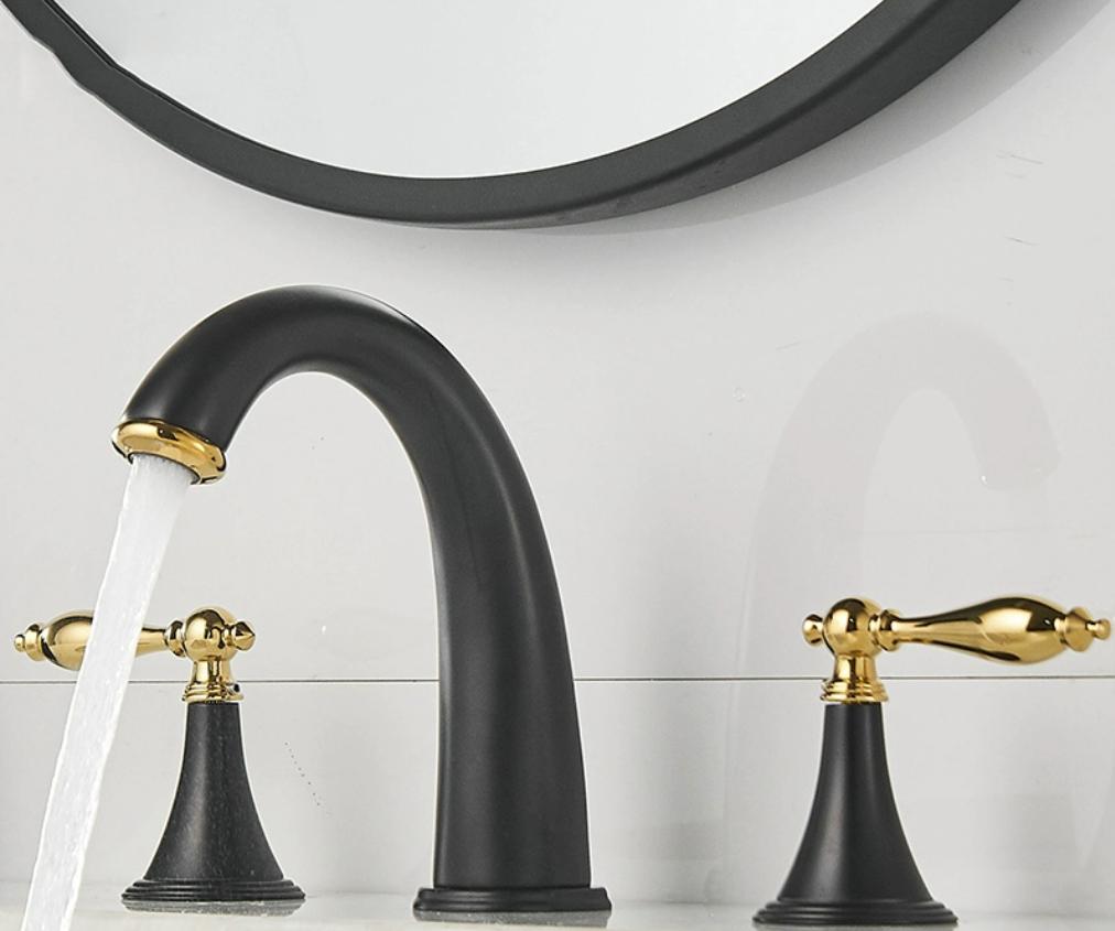 Tuqiu смеситель для раковины латунный серый широко расставленный смеситель для ванной комнаты антикварные смесители для раковины 3 отверстия кран для унитаза кран для горячей и холодной воды