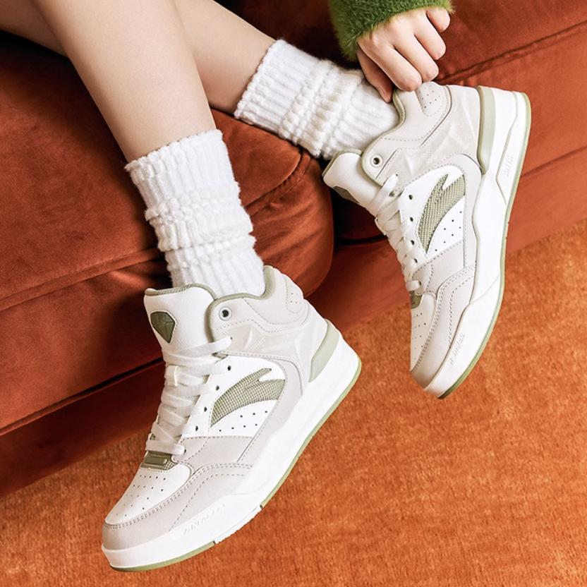 Anta 4 карата ретро классические нескользящие износостойкие высокие кроссовки для скейтбординга женские кроссовки белые серые зеленые 122448031-2