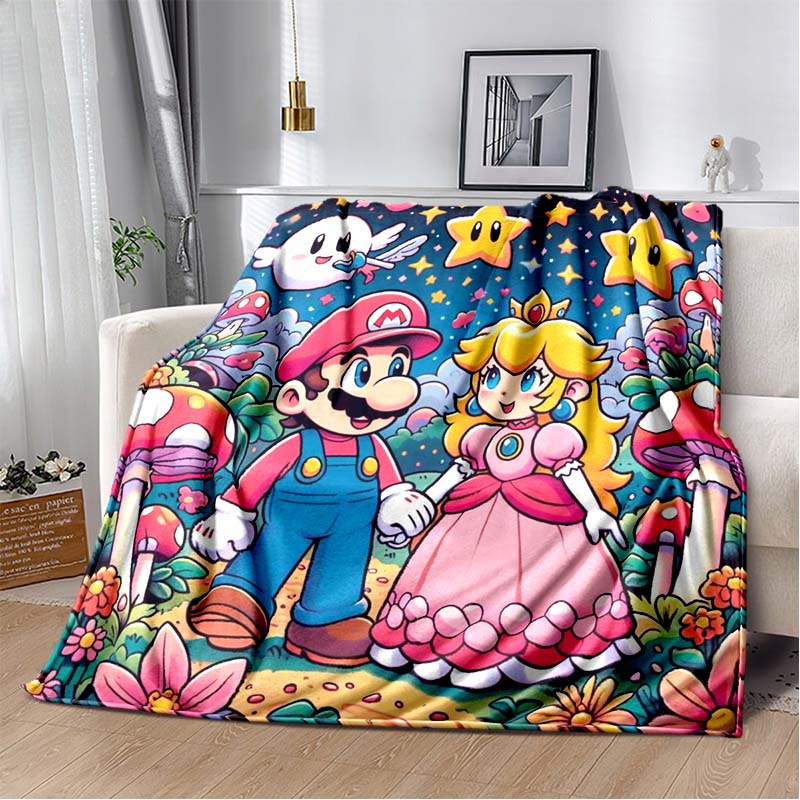 Super Mario game blanket, warm and comfortable flannel blanket, suitable for bedrooms, sofas, beds, chairs