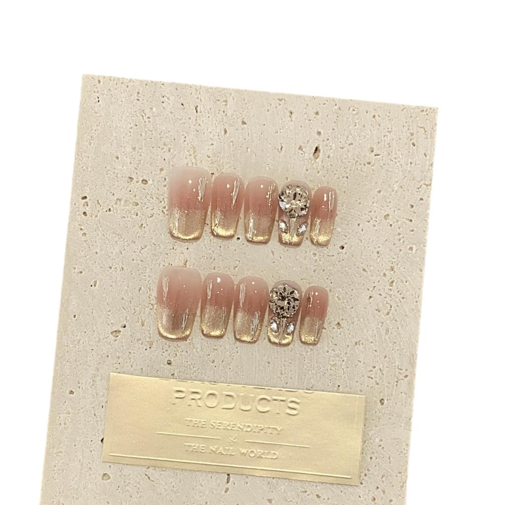 Naked Pink Gradient Golden Cat Eye Magic Mirror Powder Big Round Diamond Dawn Flower Removable Wearable Armor