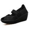 Fashion 2024New Thick Sole Slope Heel Woven Shoes Fish Mouth Sandals Comfortable Mom Shoes Large Women's Shoes