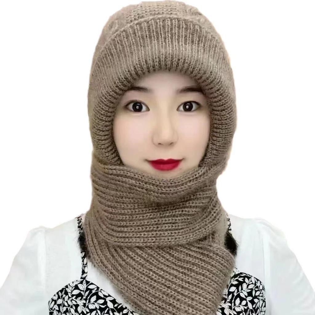 Plush Silver Fox Velvet Knit Hat and Scarf Set - Warm, Thick Winter Snow Cap