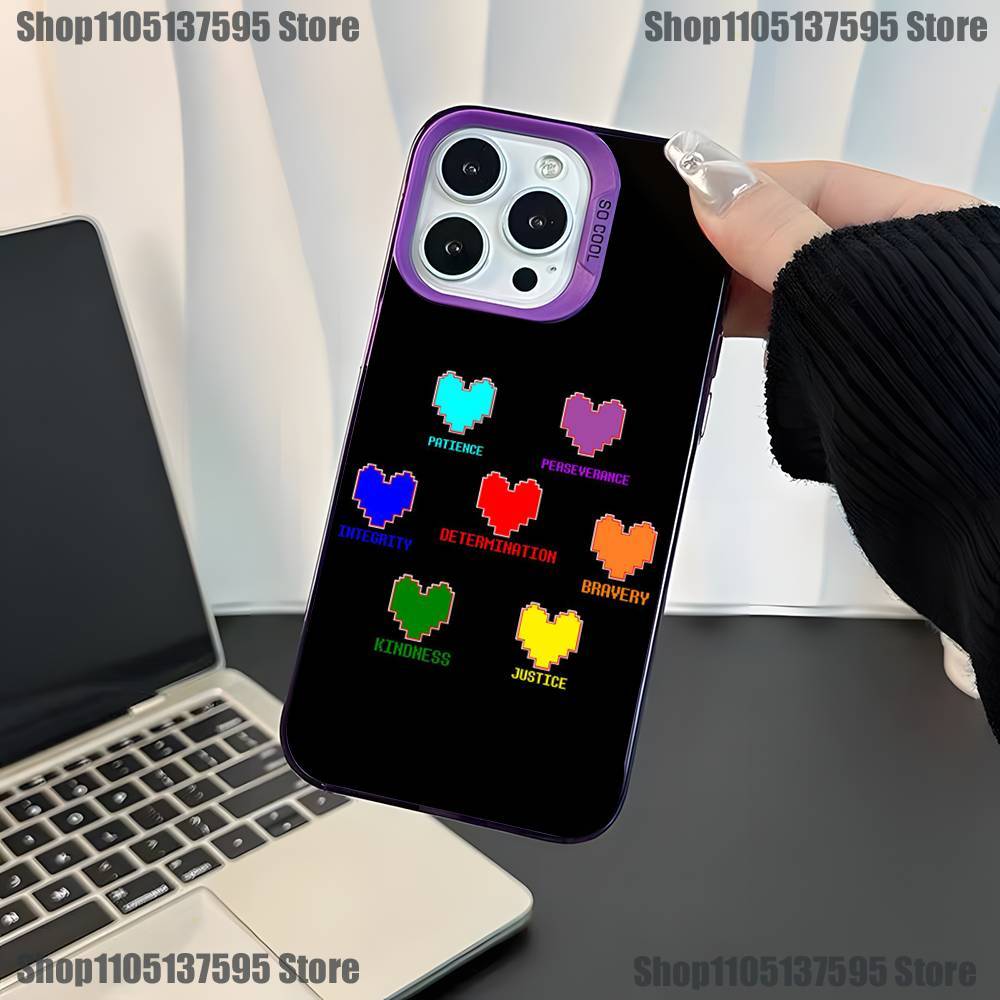 Чехол для телефона Game U-Undertale-es для iPhone 17,16,15,14,13,12,11,Mini,Pro,E,SE4,XS,MAX Фиолетовый Конфетный Матовый Чехол