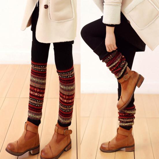 Свободные носки вязаные теплые из акрилового волокна тянущиеся в богемном стиле носки для повседневной жизни