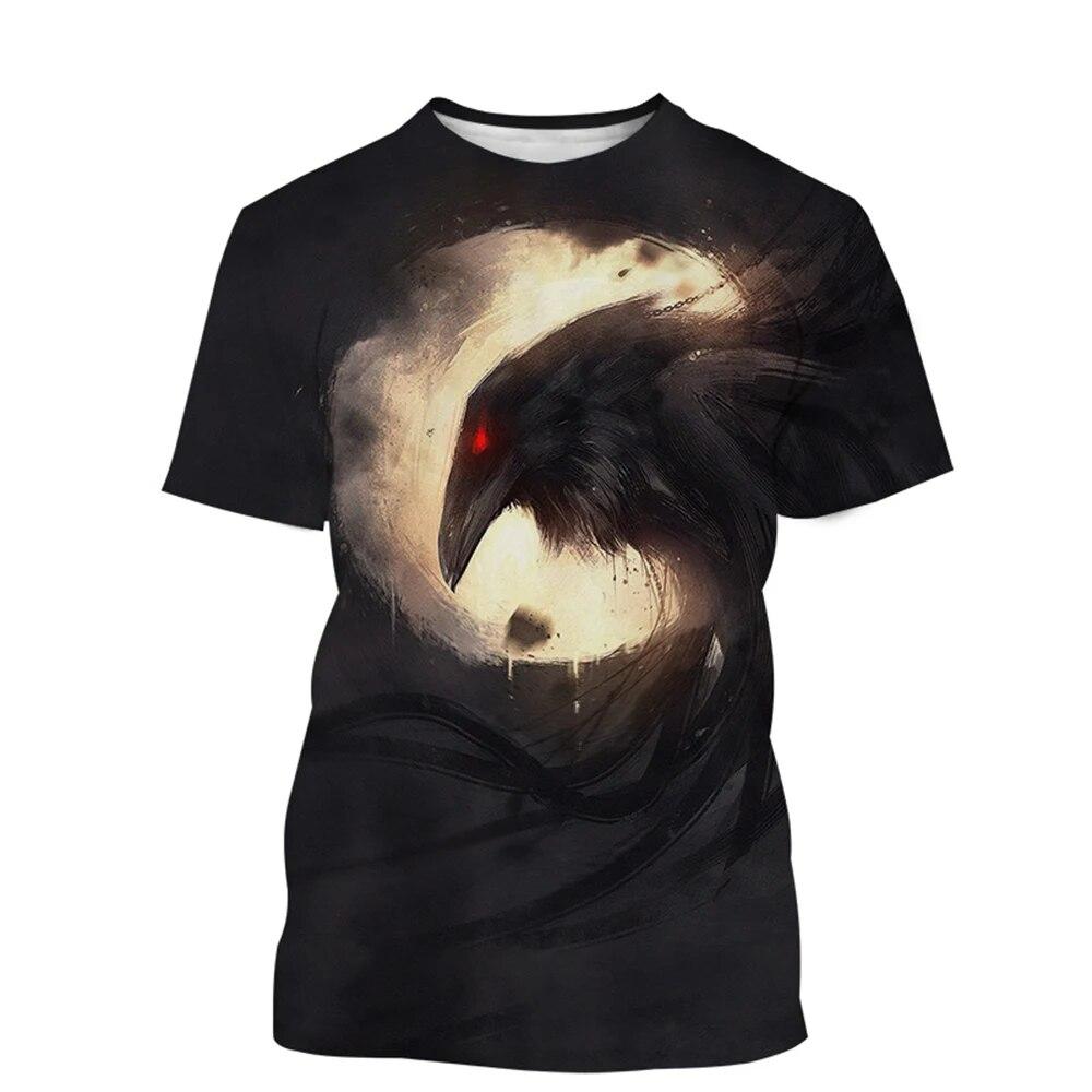 Animal Crow 3d Print Summer Men/Women O-Neck T-shirt Casual Short Sleeve Oversized T Shirt Fashion Streetwear Trend Men Clothing