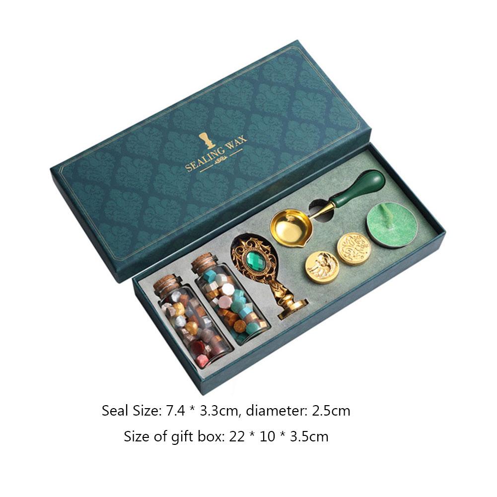 Набор печатей из сургуча Печать/Головки для печати/Восковые бусины Набор для сургучной печати Съемная ручка/Ложка/Круглый воск для подарочной упаковки