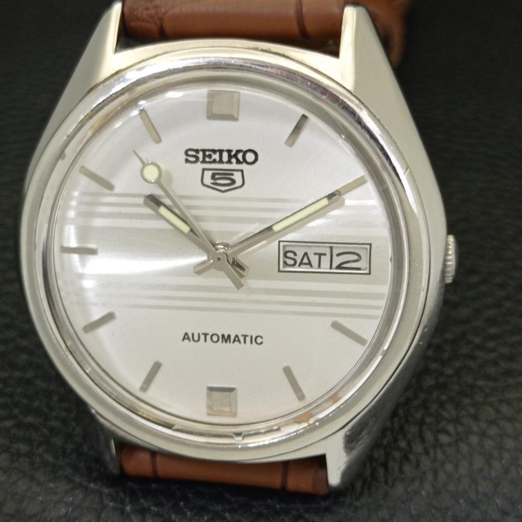 JAPAN VINTAGE SEIKO 5 AUTOMATIC 6309A MENS SILVER COLOR DIAL WATCH A701552-5 R206b-a701552