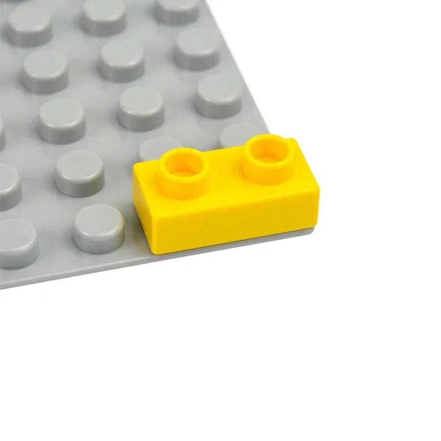 Большой размер, тонкий строительный блок 1x2 точки, 20 шт., аксессуары для сборки, 1*2 кирпича, сделай сам, игрушки для креативного города, совместимые с большими Duploes