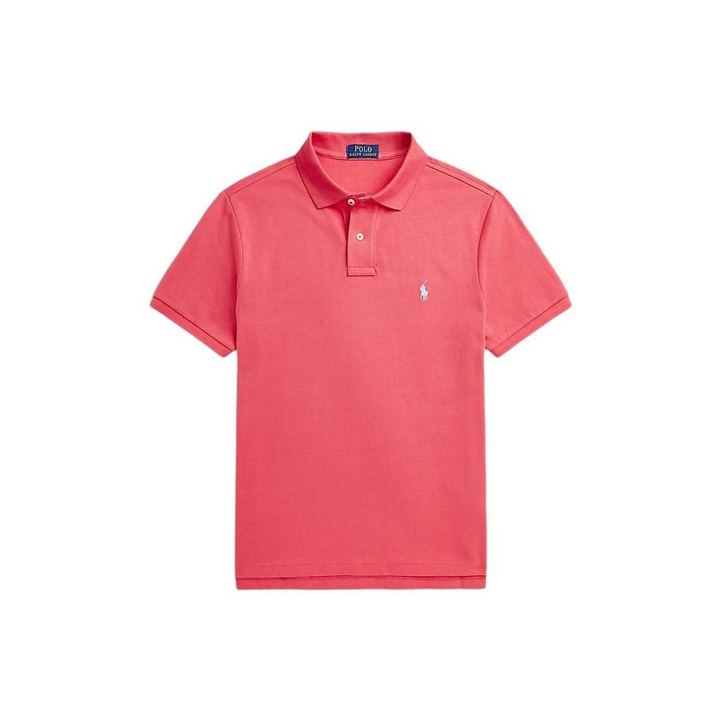 Polo Ralph Lauren Slim Fit Cotton Logo Solid Straight Short Sleeve Polo Shirt Men tops Pink 710680784-363