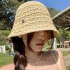 Соломенная шляпа женская новые летние модели показывает лицо маленькая приморская шляпа-ведро солнцезащитная универсальная шляпа-ведро для прогулок шляпа-таз