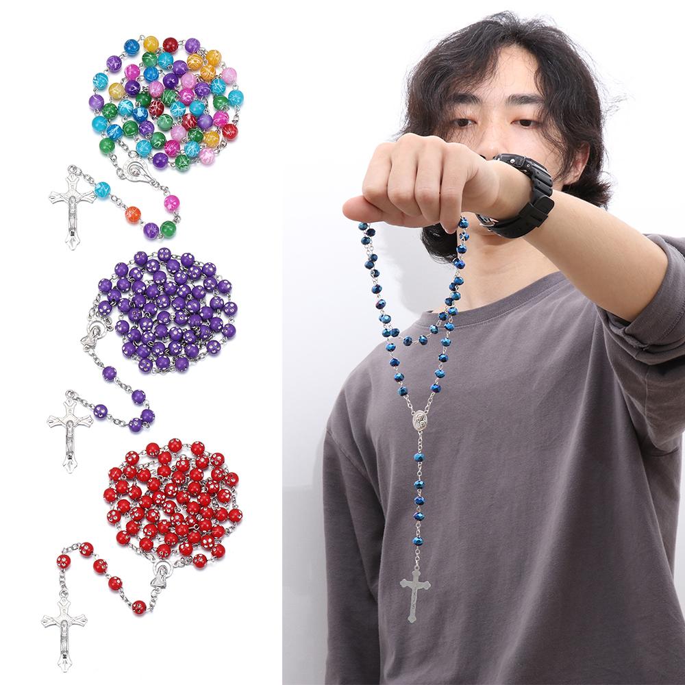 1 PC New Necklace Set Gifts Rosary Beads Catholic Necklace Various Styles Cross Rosary