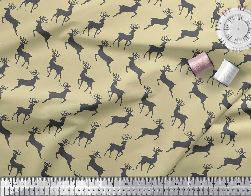 Soimoi Бежевый японский креп-сатин ткань трафарет олень животные ткань принты по метрам 42 дюйма