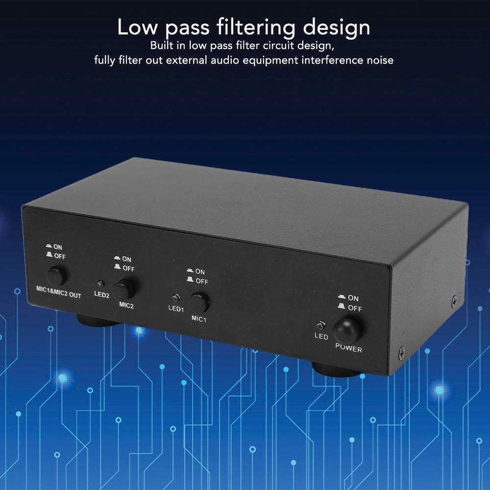 High Stability 48V Phantom Power Supply Low Pass Filter 2 Channel For Condenser Microphone