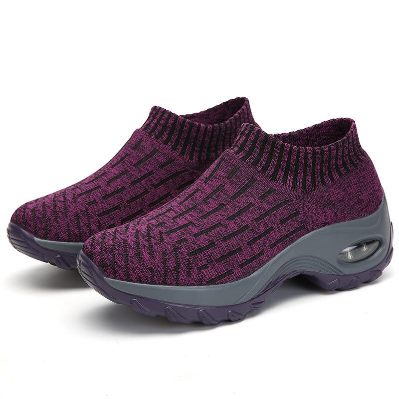 Autumn New Sports Shoes Socks Shoes Mother Shoes Flying Woven Hot-selling Large-size Shoes Women's Platform Rocking Shoes