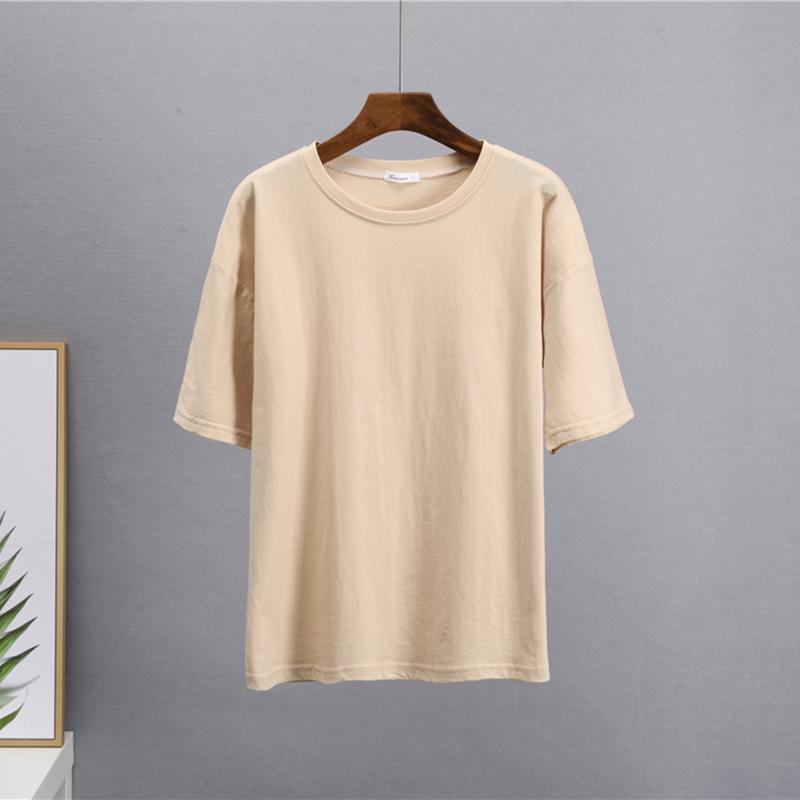 Hirsionsan базовая хлопковая футболка женские летние новые свободные однотонные футболки 16 цветов повседневные свободные простые футболки женские корейские женские топы с круглым вырезом