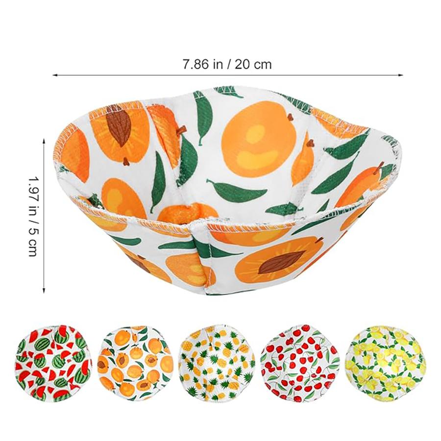 Microwave Bowl Holders 5pcs Hot Bowl Holders Fruit Pattern Safe Hot Soup Holder Cotton Heat Resistant Food Dish Pads Potholders