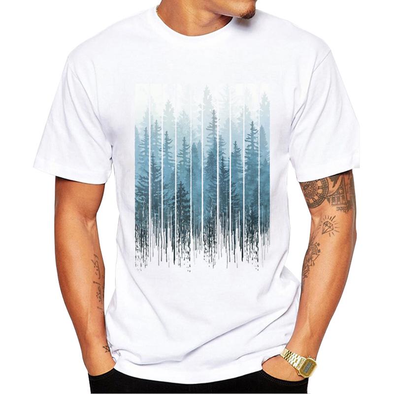TEEHUB New Arrival 2019 Fashion Grunge Dripping Turquoise Misty Forest Print Men TShirt Short Sleeve ONeck Tops Hipster Tee