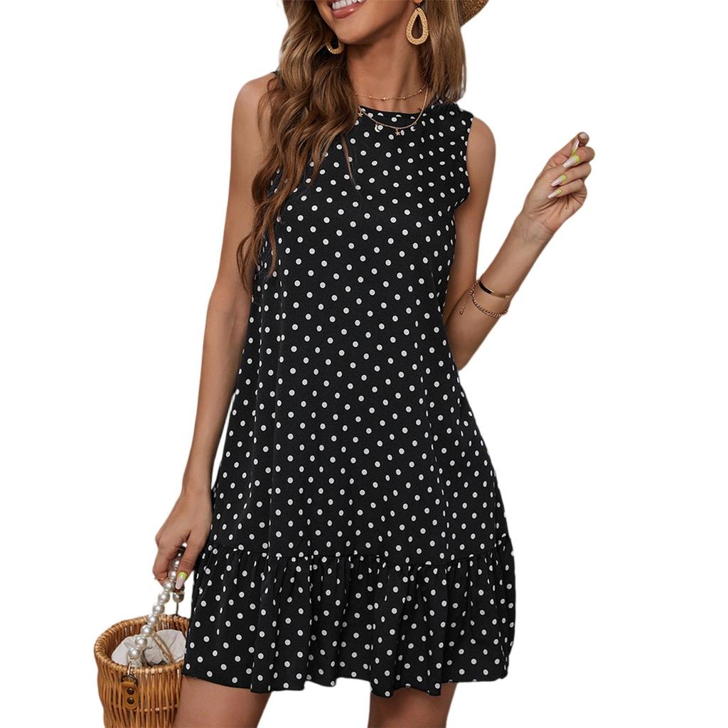 Women's Fashionable Printed SleevelessRound Neck Casual Dress