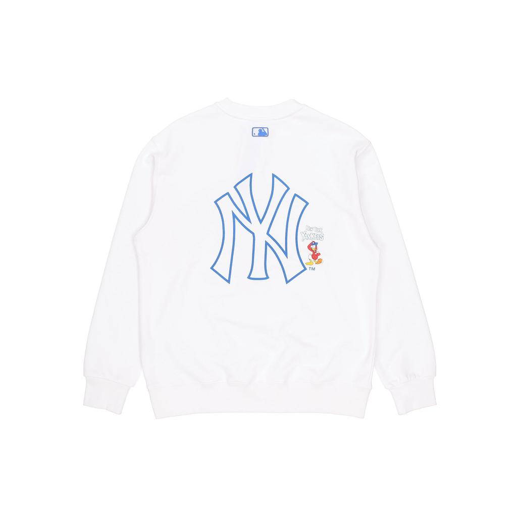 Коллаборация MLB x Disney Нью-Йорк Янкис Дональд Дак Принт на груди Свободный спортивный свитшот с круглым вырезом Унисекс свитшот Белый 3AMTD1014-50IVS