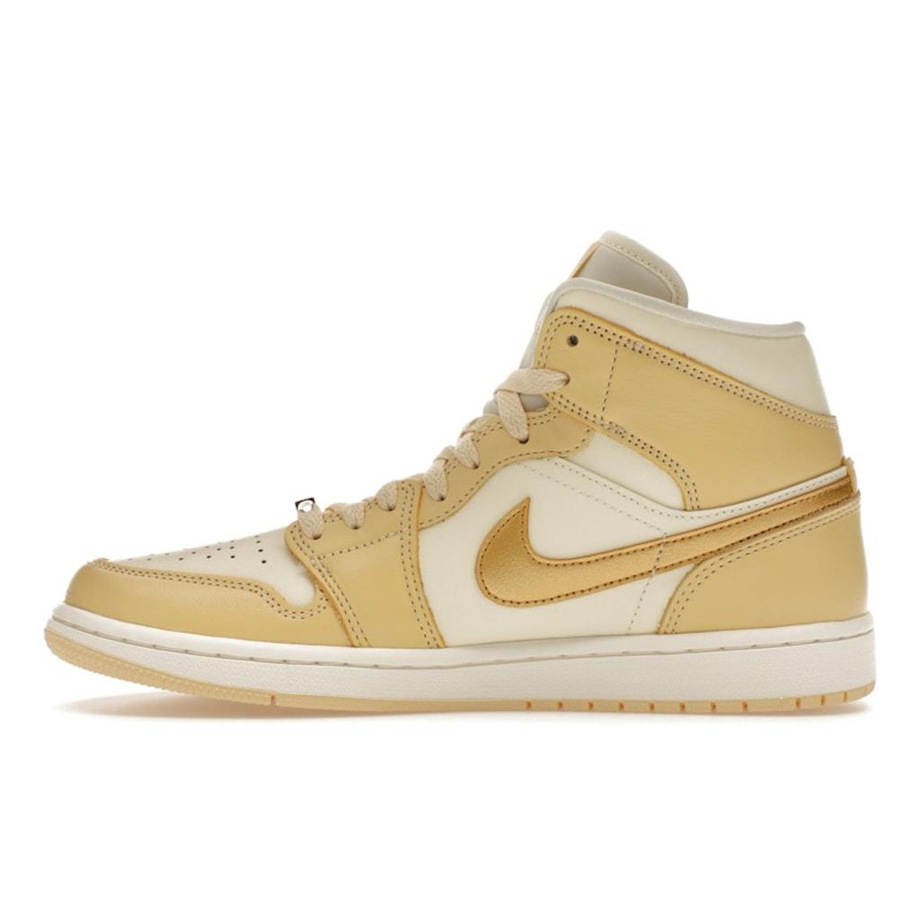 Air Jordan 1 Mid Pale Vanilla Gold Women Sneakers Cream Metallic-Gold Coconut-Milk FB9892-200
