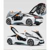 1/24 BMW I8 Supercar Alloy Car Diecasts & Toy Vehicles Car Model Sound and Light Pull Back Car Toys for Kids Gifts