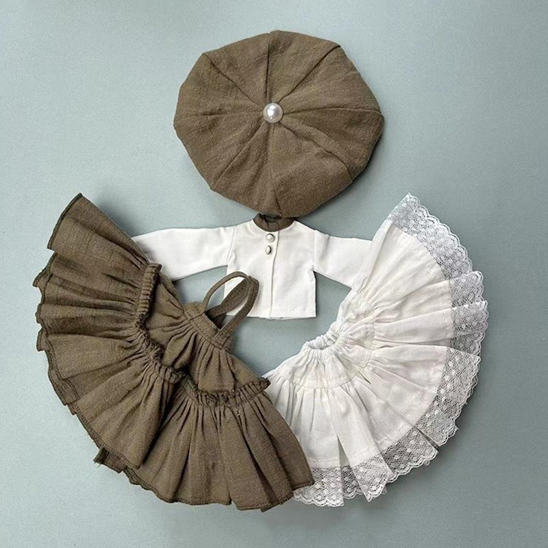 Платье-юбка для куклы ручной работы, берет, шляпа, кукольное ретро-платье, комплект одежды для куклы Blythes Ob22 Ob24, аксессуары для куклы Blyth