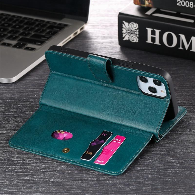 4-layer Card Holder Wallet Bag Case for iPhone Samsung Xiaomi MOTO OPPO VIVO Durable Multi-function Leather Phone Case Cover
