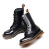 High-top Leather Long Boots Hole British Style Handmade Hard Leather Cowhide Short Boots Tooling Shoes Women