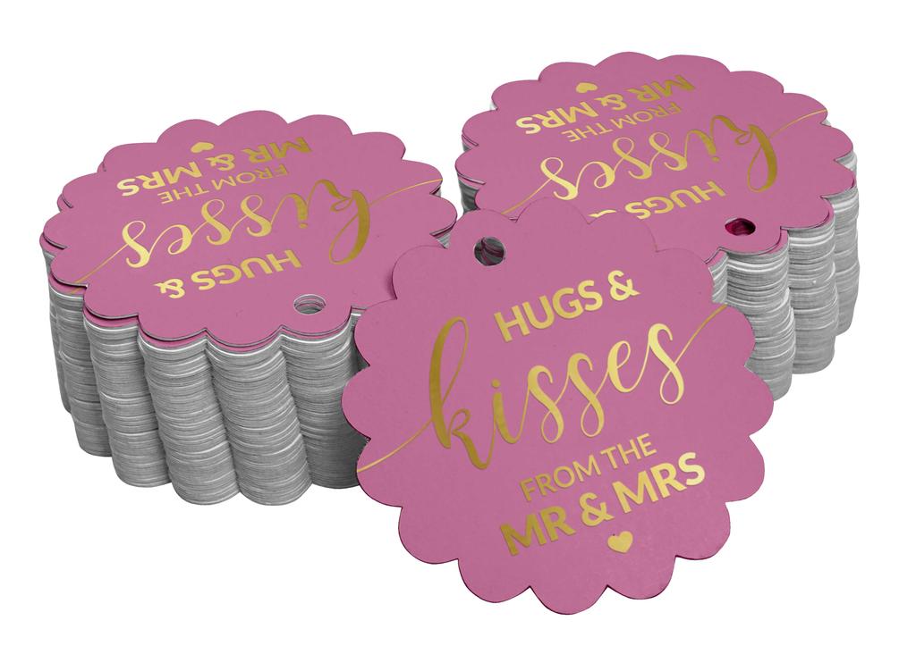 Inkdotpot Настоящая золотая фольга Объятия и поцелуи Свадебные бирки Бирки-сувениры Подвесные бумажные бирки 100