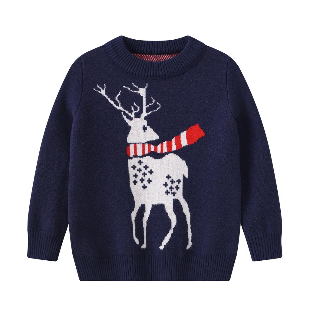 Fall and Winter Boys and Girls In Small Children's Children's Clothing Christmas Elk England Fashion Loose Pullover Sweater