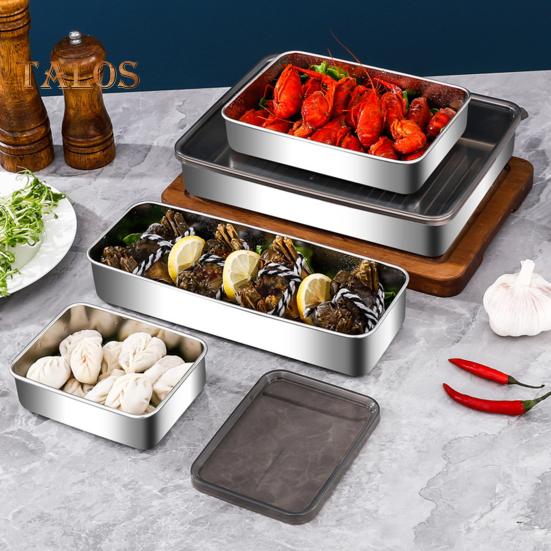 Refrigerator Stainless Steel Cheese Container Elevated Base Fridge Deli Meat Storage Box Kitchen Food Storage Container with Lid