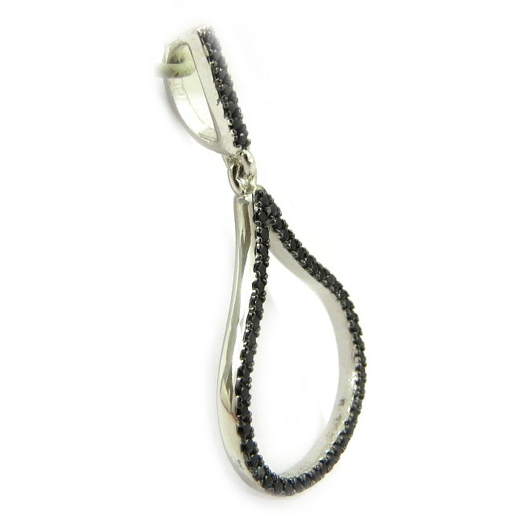 Les Trésors De Lily [L5751] - Серебряный кулон "Сисси" черный (родиевое покрытие) - 32x12 мм