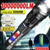 Светодиодный фонарь высокой мощности, USB-перезаряжаемый, с зумом, водонепроницаемый, для экстренных ситуаций, кемпинга, со встроенным аккумулятором