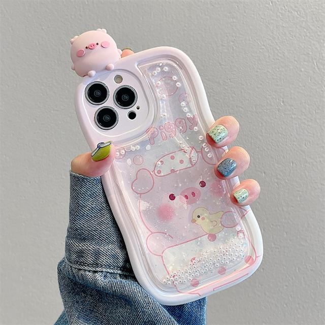 3d Liquid Quicksand Bling Glitter Cute Pig Funny Rabbit Cartoon Phone Case For Iphone 14 13 12 11 Pro Max Soft Back Cover Case