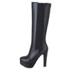 Fashion Winter Women's High Boots Platform Black Knee Boot High Heels Wide Fit Zipper Long Tall Party Shoes Lady Large Size 45 48