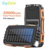 20000mAh Solar Power Bank Portable Charger External Battery Pack Powerbank With LED Light for iPhone 15 14 13 Samsung Huawei Xiaomi