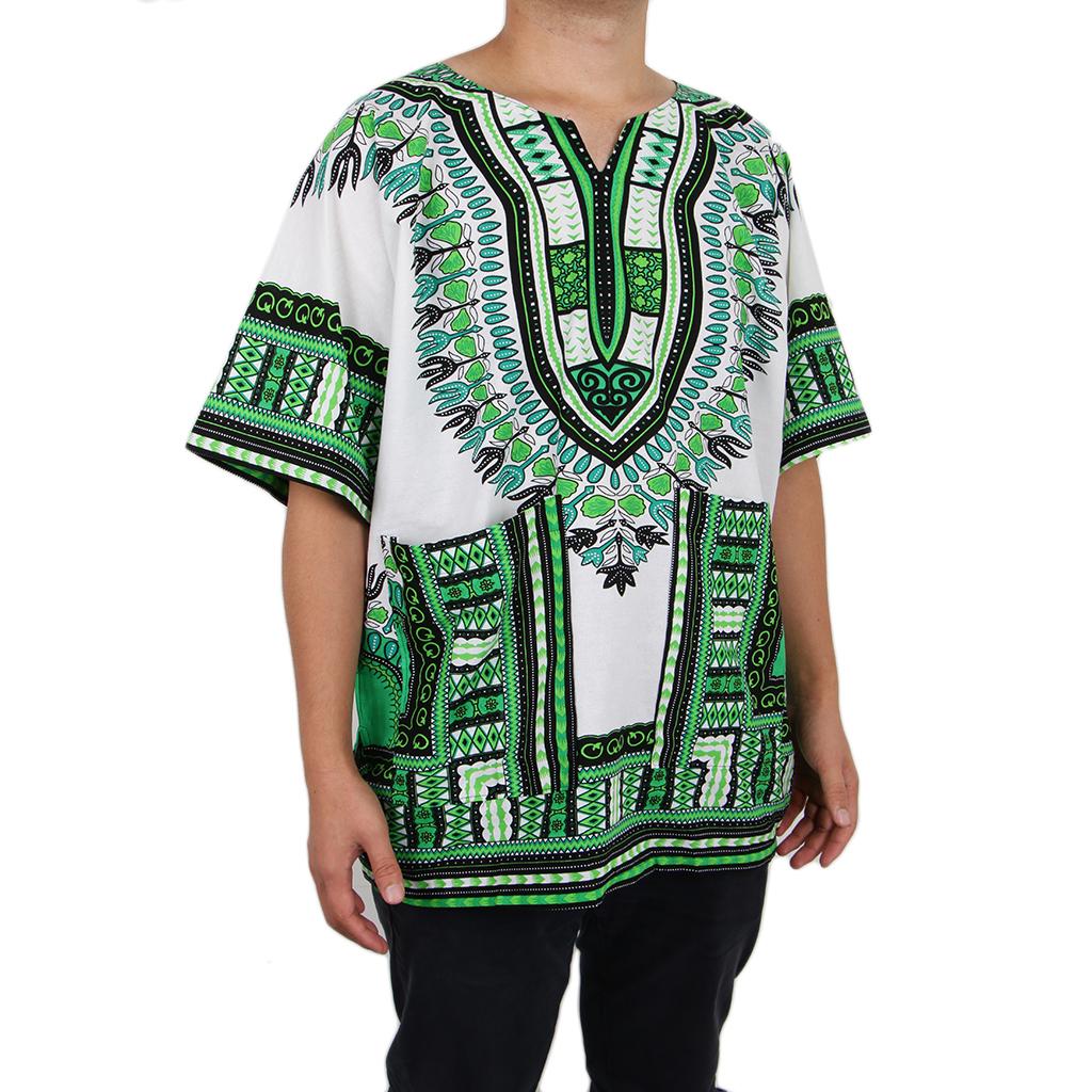 Унисекс Платье с африканскими принтами Хлопковая рубашка Дашики Этнический кафтан