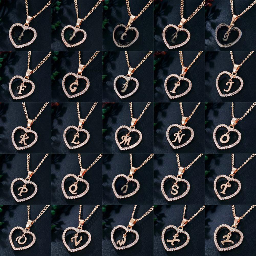 Ожерелье с подвеской в виде сердца из европейского и американского циркона с 26 буквами