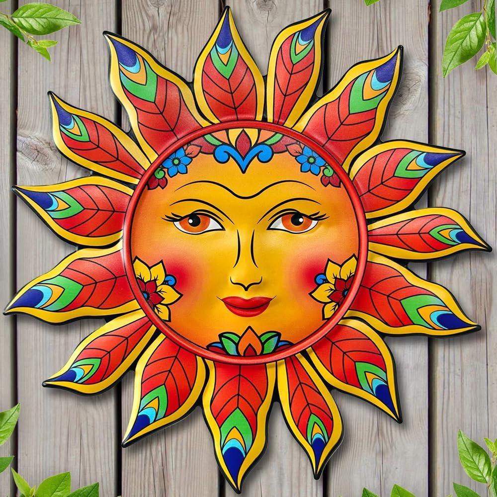 New Metal Sun Wall Decor Friendly Face Funny Wall Art Decoration Sun Flower Hanging Decoration Living Room Bedroom