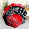 1pc Zebra Reflection Automatic Folding Umbrella - Compact Travel Umbrella with Auto Open/Close 8-Rib Heavy-Duty Shaft for Women/Men -l054